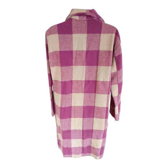 RD Style Pink Cream Plaid Lucy Long Cardigan Coat Small - Picture 4 of 4